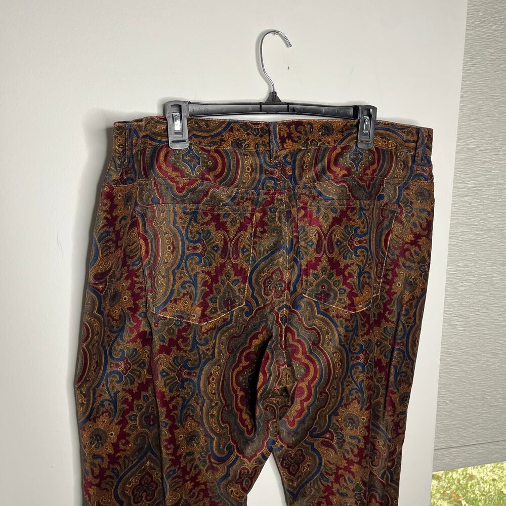 Lauren Ralph Lauren Pants Womens 16 Plus Brown Paisley Print Hong Kong Trousers - Picture 4 of 7
